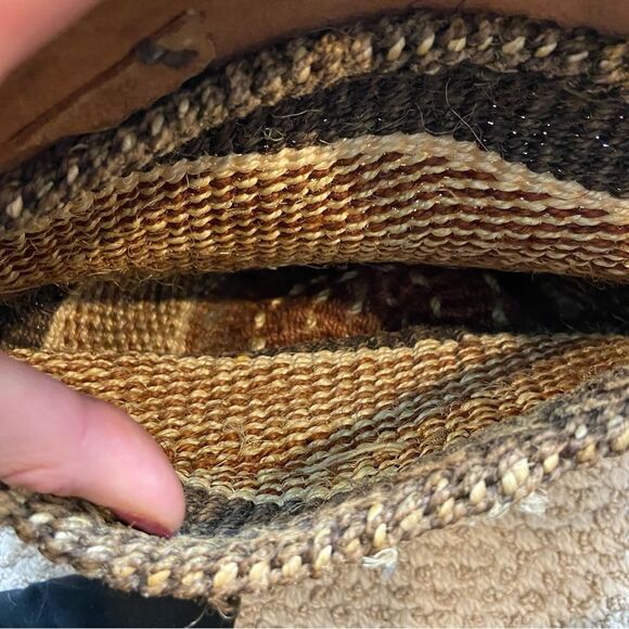 Vintage African Genuine Leather and Woven Purse Handbag - Picture 11 of 15